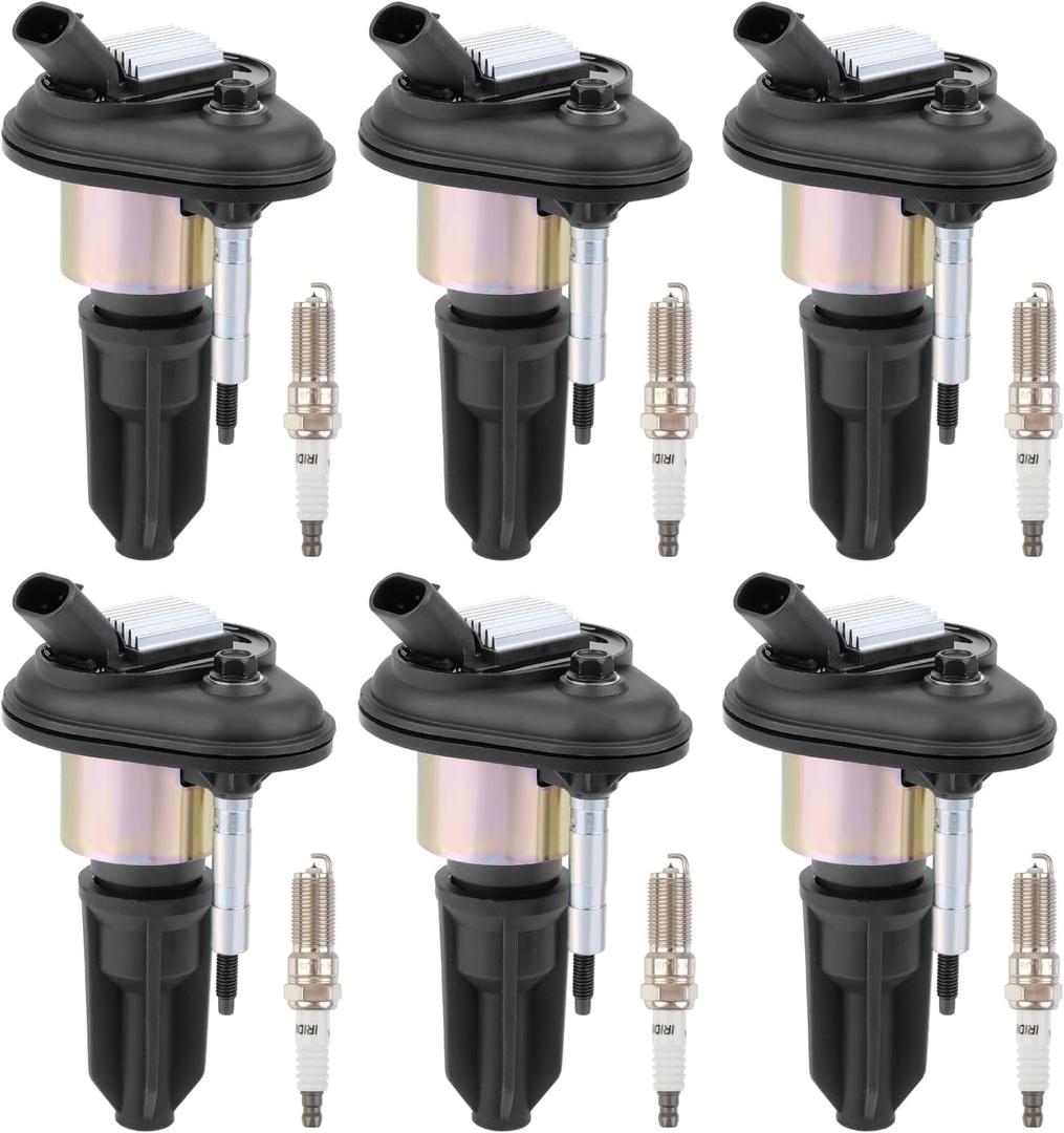 Set of 6 Ignition Coils Pack UF303 and Iridium Spark Plug 3811 compatible with Chevy Isuzu GMC Hummer Buick Oldsmobile Saab Trailblazer Envoy Rainer Colorado Canyon Ascender i-280 i-290