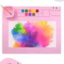 Generic 20" x 16" Silicone Painting Station Mat with Removable Water Cup - Perfect Silicone Drawing Mat for Children, Adults, and Crafts, Pink