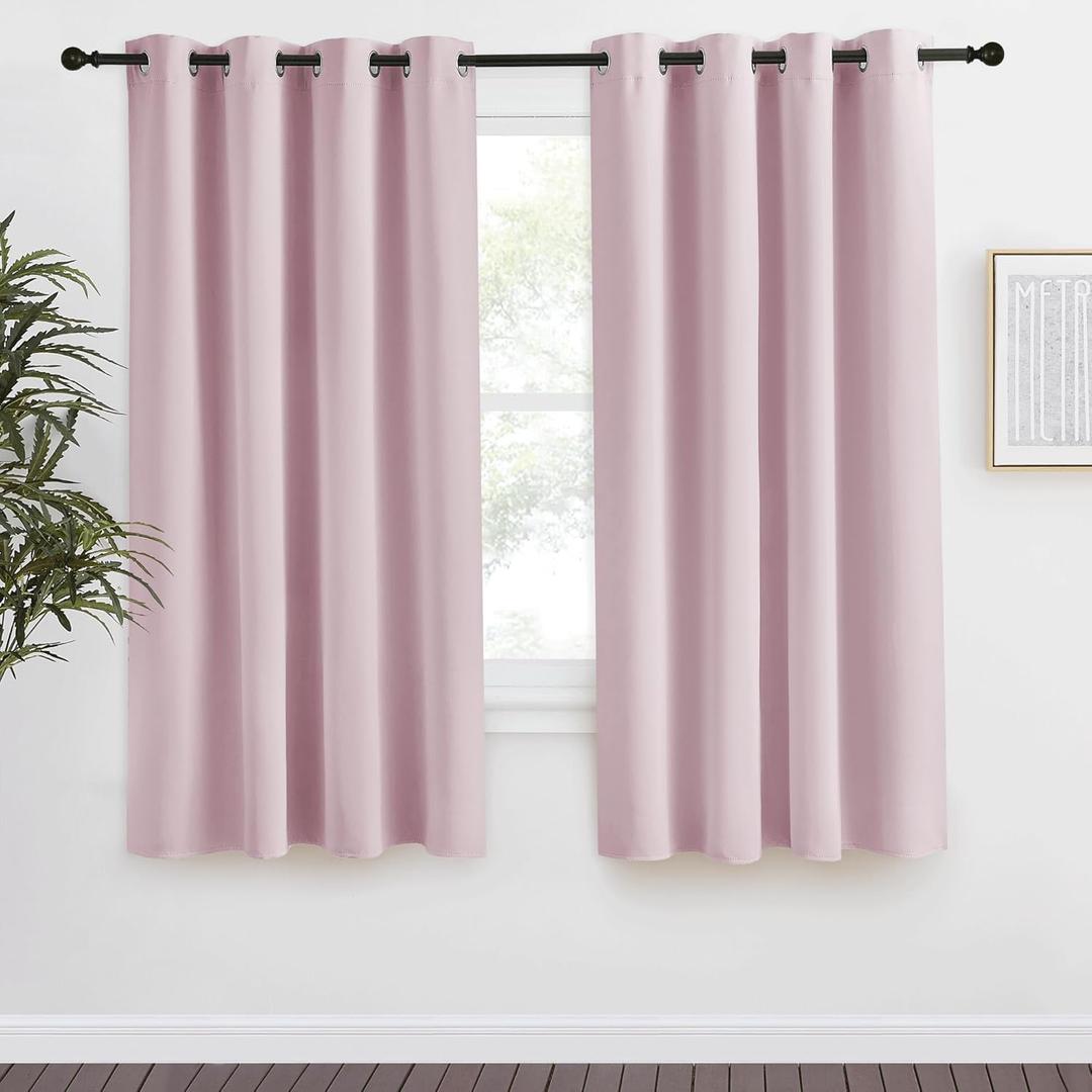 NICETOWN Blackout Curtain 68 inch Long, 55 inches Width, 1 Panel, Baby Pink, Thermal Insulated Window Treatment with Grommet Room Darkening Thermal Insulated Panel for Bedroom/Living Room