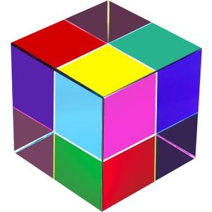 QFkris Glass Mixing Color Cube (2.2inch) Magic Prism Cube for Science and Educational, Photography Crystal Prism, X-Cube for Desktop Decoration