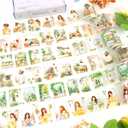 Transparent PET Window Garden Plant Flower Stickers Tape for Journaling, 6 Rolls Assorted Spring Themes Decorative Tape Set for Scrapbooking, Junk Journal Supplies, Bujo, DIY Arts Crafts