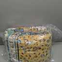 Boho Style King Quilt Set Yellow Bohemian Floral Strip Quilt Beddding Set, Soft and Lightweight Bedspread for All Season, Oversize King Bed Coverlet with 2 Matching Pillow Shams (3 Pieces)