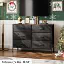 WLIVE Black Dresser for Bedroom with 6 Drawers, Dresser TV Stand for 50 Inches TV with Metal Frame, Wooden Top, Fabric Dresser for Closet, Hallway, Entryway, Black and Rustic Brown