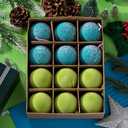 12 Pcs 2.36"/ 60mm Blue and Green Christmas Tree Ball Ornaments Cartoon Velvet Xmas Tree Hanging Decoration Cute Flocked Gifts for Christmas Movie/Studio Theme Birthday Holiday Party Decor