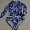Kanu Surf Girls' Long Sleeve Rashguard UPF 50+ Two Piece Swim Set Blue 10