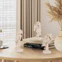 3Pcs Abstract Face Art Sculpture Thinker Statues Resin Figurines Modern Neutral Home Decor Accents for Shelf Living Room Coffee Table Office Desktop Gift for Men (Sandstone,Beige)