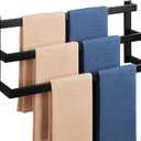 Alise 3 Towel Bars for Bathroom Wall Mount,3-Layers Towel Holder Towel Racks for Bathroom Lavatory,SUS304 Stainless Steel Square Towel Rail Towel Hanger for Walls,Matte Black