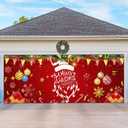 7 x 16 Ft Garage Door Christmas Decorations 2025 Merry Christmas Garage Door Cover Double Garage Door Banner Xmas Murals Backdrop Outdoor Decorations Cute Christmas Decorations (Santa Claus)