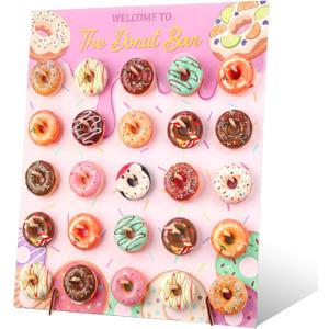 Sawysine Donut Display Stand Wooden Donut Wall Stand Holder 50 Donuts Large Donuts Board Display Bagel Holders for Party Dessert Table Wedding Birthday Baby Shower Supplies (Classic)