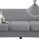 hyha 4 Pieces Couch Covers for 3 Cushion Couch, Sofa Covers Washable Soft Sofa Slipcovers, Stretch Couch Covers for Dogs, Furniture Protector with Elastic Straps (Sofa, Grey) (Large)