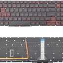 Replacement Keyboard with Red Backlight Compatible with Acer AN515-45 AN515-46 AN515-47 AN515-55 AN515-56 AN515-57 AN515-58 AN517-41 AN517-45 AN517-52 AN517-55 AN517-53 AN517-57PH315-54