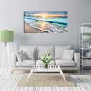 Baisuart S02250 Canvas Prints Wall Art Beach Sunset Ocean Waves Nature Pictures Stretched Canvas Wooden Framed for living Room Bedroom and Office, 40"L x 20"W