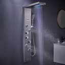 LED Shower Panel Tower System, 6 in 1 Stainless Steel LED Shower Column, Rainfall & Waterfall Head, Massage Jets, Tub Spout, Handheld Shower(Brushed)