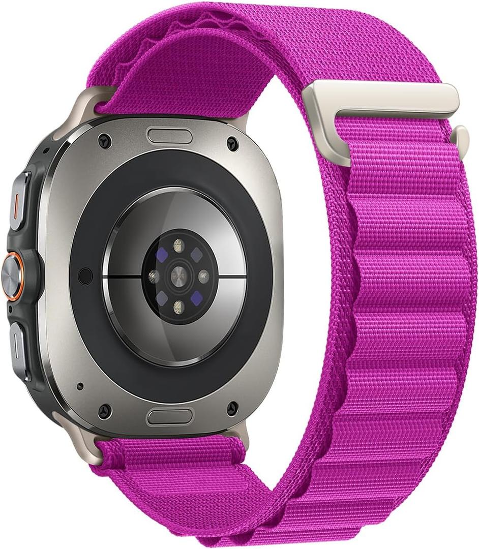 Nylon Band Compatible with Samsung Galaxy Watch Ultra Bands 47mm/Galaxy Watch Ultra (2025), Fabric Sport Loop Strap Breathable Wristband for Samsung Watch 7 Ultra Band 47mm for Men Women (Dragon Fruit)