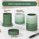 Comix Calender Pen Holder for Desk, Cute Pencil Holder Pen Organizer, Green Platsic Pen Pencil Cup for Home School Office Supplies