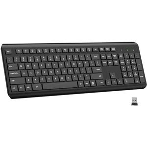 EDJO Wireless Keyboard, 2.4G Full-Sized Cordless USB Silent Computer Keyboard, Ergonomic Tilt Angle, Sleep Mode, Long Battery Life, for Windows, Mac OS Laptop/PC/Desktop/Notebook