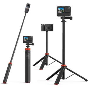 UURig Telescopic Selfie Stick Long with Tripod, Waterproof Hand Grip, for Insta360X5/X4, GoPro Hero 13 12 11 10 9 8 7 6 5 4 3 2, Fusion, Max, Session, AKASO, SJCAM, DJI OSMO Action 6/5Pro/4/3 GoPro