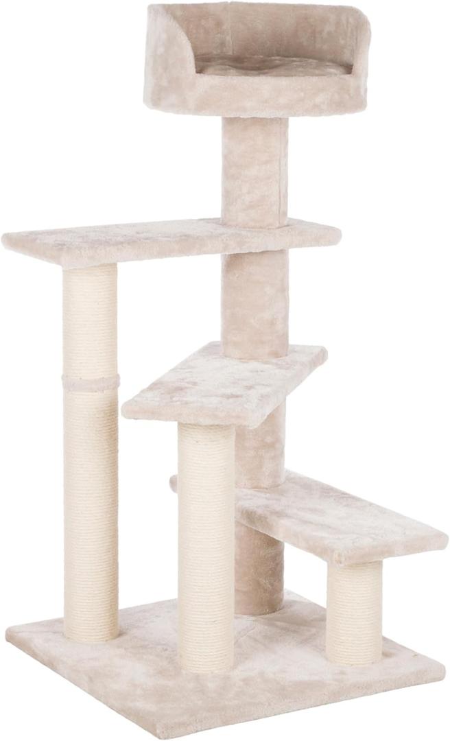 TRIXIE Tulia Senior Cat Tree with Scratching Posts, Four Platforms, Padded Top Platform, Cream Medium