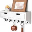 Rebee Vision Key Holder Wall Mount with Drawer Organizer: Mail Organizer with 6 Key Hooks & Dual Drawer Storage - Room Decor for Home and Apartment Essentials (Modern White)