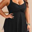 Aqua Eve Women Plus Size Tankini Swimsuit Two Piece Flowy Swimdress Bathing Suits with Shorts (Black, 26W)