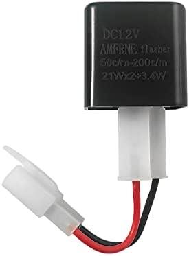 AMFRNE Adjustable 2-Pin Electronic LED Flasher Relay for Motorcycles Fix Turn Signal Hyper Flash, 2 Pin Adjustable Flash Rate Flasher Relay Wiring Connectors Kit for Bike Scooter, Direct Replacement