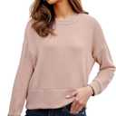 Women's Casual Crew Neck Sweatshirts Casual Loose Pullover Tops Long Sleeve Fall Shirts Fashion Clothes OneSize
