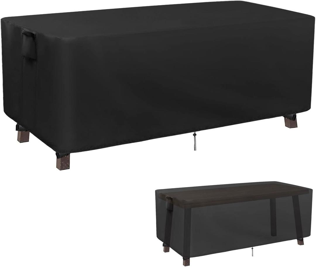 Kingling Patio Table Covers, Rectangular Outdoor Dining Table Cover 60 inch Outdoor Coffee Table Covers Waterproof Heavy Duty Patio Furniture Covers for Outside - 60''L x 35''W x 28''H (Black)