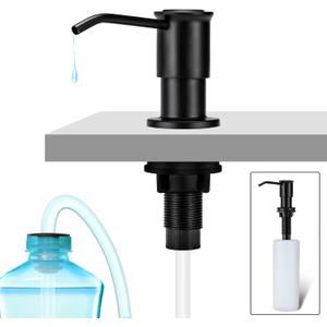Built-in Soap Dispenser for Kitchen Sink, Soap Dispenser Pump Set with 17oz Bottle and 47.2-inch Extension Tube Kit for Dish Detergent - Black
