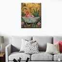 Animal in Bathtub Paint by Numbers for Adults Beginner Flower Bathtub DIY Digital Oil Painting Flamingo Watercolor Paint by Number for Beginner on Canvas Home Wall Decor Gifts 16x20 inch (Frameless)