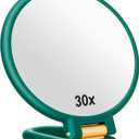 30x Magnifying Mirror, Travel Hand Mirrors with Handle - Double Side Handheld Mirror with 1X 30X Magnification & Adjustable Handle/Stand, Hand Held Foldable Travel Mirror for Makeup(Army Green)