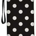 White Black Polka Dots Neutral Leather Wallet with Scratch Resistant Strap for Easy Carrying