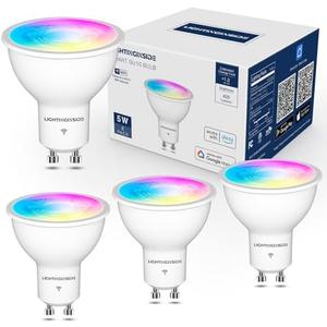 Lightinginside GU10 Smart Light Bulbs 50W Equivalent, 38Beam Angle, Smart Bulb Works with Alexa/Google Home/Smart Life, 5W 420LM, RGBCW Bluetooth Spotlight Track Light, 2.4G WiFi, ETL Listed, 4PCS 