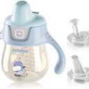 POTATO Sippy Cups For Toddlers with Straw Spill Proof, PPSU Learner Cup with Handle for Boy, Water Bottle for Baby 6 Months with 2 Type of Spout, 6 Ounce Blue
