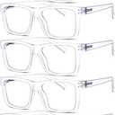 Eyekepper 5-pack Oversized Reading Glasses Square Large Frame Readers for Men and Women - Clear +1.25