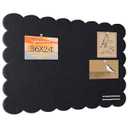 Lightomorrow Scalloped Bulletin Board, 36 x 24 Inches Felt Pin Board - Decorative Cork Alternative for Wall, 3' x 2' Foldable Picture Self-Adhesive Vision Prayer Board with 20 Pushpins - Black