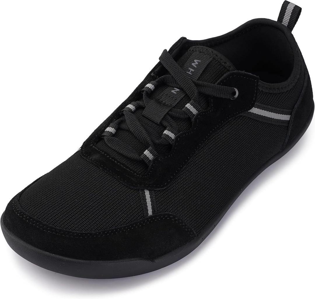 WHITIN Barefoot Shoes for Men Wide Toe Box Width Zero Drop Minimalist Sneaker Size 12 Knit Minimus Casual Walking Comfort Travel, Black, 46
