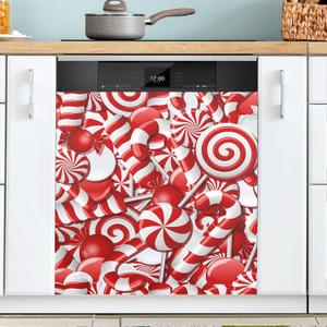 Exnundod Dishwasher Magnet Cover Magnetic Dishwasher Covers Christmas Lollipop Magnetic Decorative Cover Panel 23x26inch