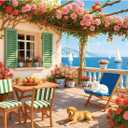 500 Piece Puzzles for Adults, Cozy Seaside Terrace Scene Jigsaw Puzzles with Dog and Cat, Relaxing 500 Piece Puzzle, Perfect for Family Time, Wall Decor, Gift for Adults, Seniors, 20.5 x 15 in