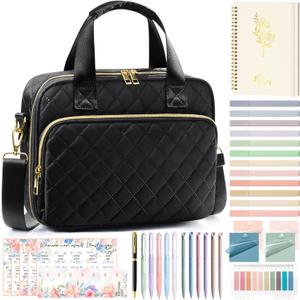 Bible Cover Case for Women, Large Bible Bag Bible Study Supplies Accessories Journaling Kit with Highlighters Tabs, Quilted Book Carrying Cases with Shoulder Strap, Christian Easter Gifts for Women,11.8"L x 8.5"W