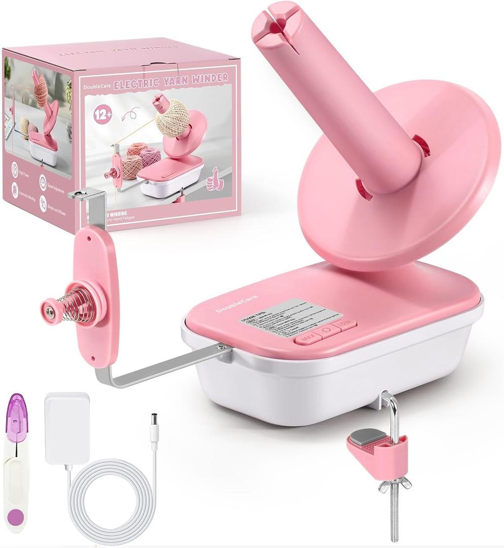Electric Yarn Winder for Crocheting High Speed, Upgrade Three Gears Adjustable 4-10oz Large Capacity Automatic Yarn Ball Winder, Yarn Spinner, The Helper for Knitting Enthusiast,Pink