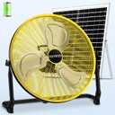 20'' Large Solar Fan, Battery Operated Camping Fan for Outside, Portable Rechargeable Cordless Floor Fan, 360 Tilt, USB Output, Wireless, for Home Garage Outdoor Patio Gazebo Greenhouse RV