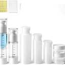 Travel Bottles Kits 7 Pcs , TSA Approved Leak Proof Toiletry Container Set, Graduated Vaccumn atomizer and Lotion Bottle, Squeeze Bottle, Transparent Cream Jar, for Shampoo Lotion Cream Cosmetic