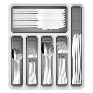 49-Piece Stainless Steel Silverware Set with Cutlery Organizer, Service for 8 with Steak Knives and Kitchen Utensils
