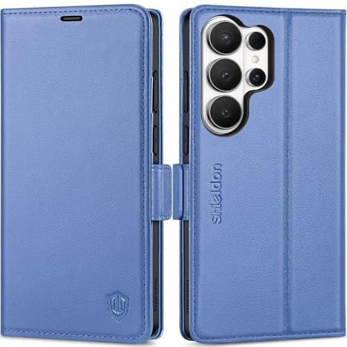 SHIELDON Wallet Case for Galaxy S26 Ultra 6.9" 5G, Genuine Leather Folio Magnetic RFID Blocking Credit Card Holder Kickstand Shockproof Phone Cover Compatible with Galaxy S26 Ultra - Wisteria Purple