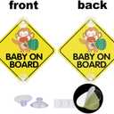 Luminous Baby On Board Sticker for Cars, Reflective Cute Monkey Baby in Car Decals with Suction Cups,Double-Side Printing PVC Car Sign Stickers for Car, Trucks, SUV (Double-Side Monkey)
