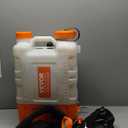 VEVOR 4 Gallon Battery Powered Backpack Sprayer with Wheeled Cart, Adjustable 0-94 PSI, 13FT Hose, 6 Nozzles, 2 Wands Included, Wide Mouth Lid for Weeding, Cleaning, Long Spray Time, White+Orange