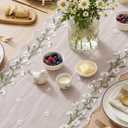 Artoid Mode Daisy Floral Light Pink Shaped Gauze Embroidery Table Runner 120 Inch 10FT, Tulle Spring Summer Kitchen Dining Table Decor for Home Party, 16" x 120"