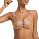 Sticky Bra Pushup Plus Size - Clear Strapless Bra Large Breast Adhesive Invisible Backless Bras for Dress Boob Lift Tape, Size D