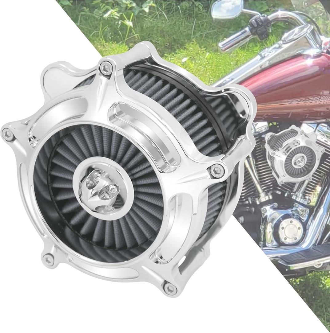 Motorcycle Air Filter Cleaner Intake Filter System Kit (B-for Touring 00-07/ Dyna 00-17,softail 00-15, #3 Grey Air Filter Element)