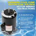 B129 Pool Pump Motor 1.5 HP, Fit for Century A.O. Smith 1.5HP Single Speed, 3450 RPM, 56J Frame, 115A/230V, 18.4/9.2 Amps, Swimming Pool Motor